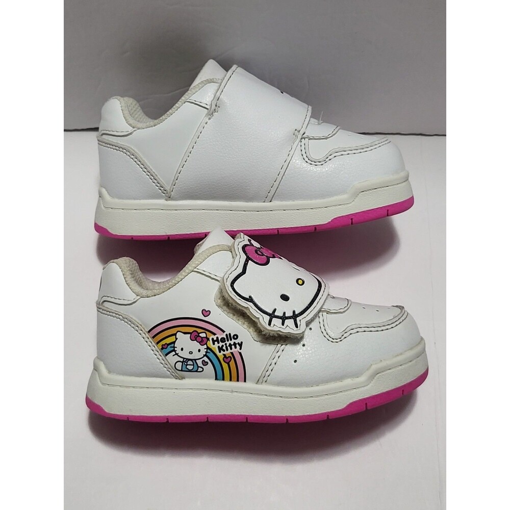 Hello Kitty Slip-On Shoes Girls Toddler Size 8 Pink White Hook-and-Loop Closure